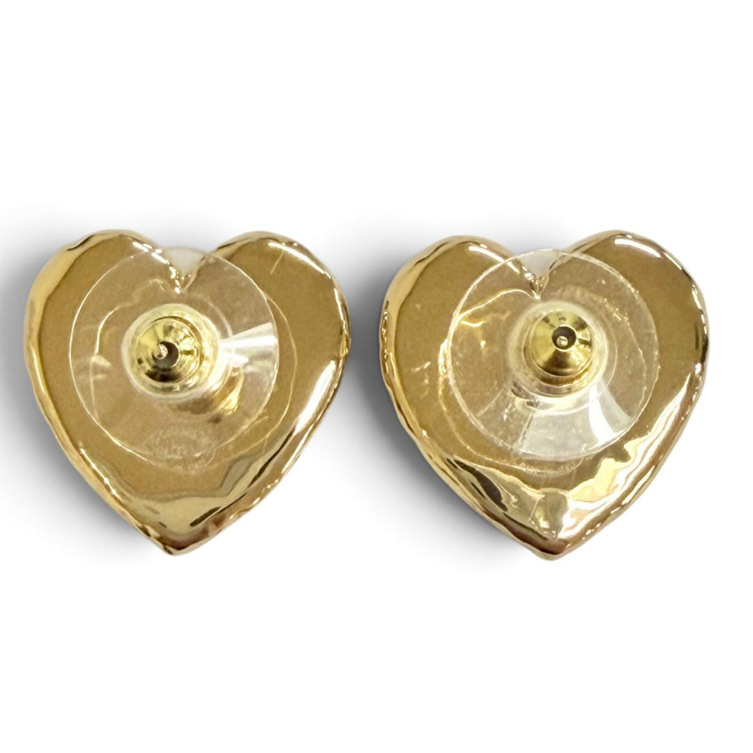 Excellent CHANEL Pierce COCO Mark Heart gold Women B24