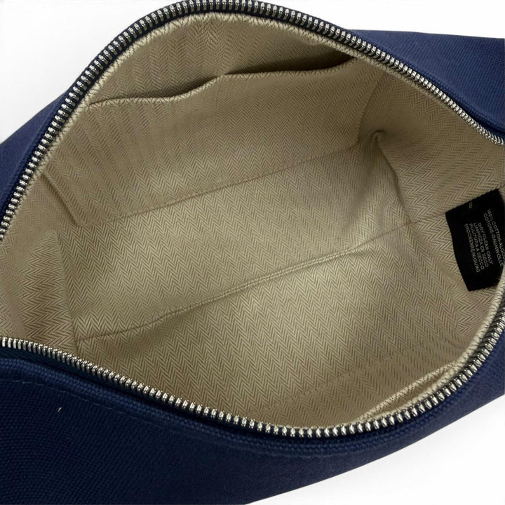 Excellent HERMES Handbag Brid A Black PM Serie Metal H Logo Canvas Pouch Navy