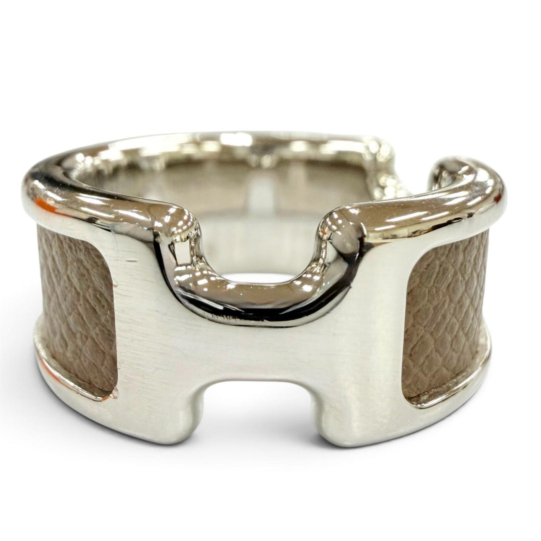 Pristine HERMES ring Olympe PM Ring Accessories Silver Vaugham Leather Women S