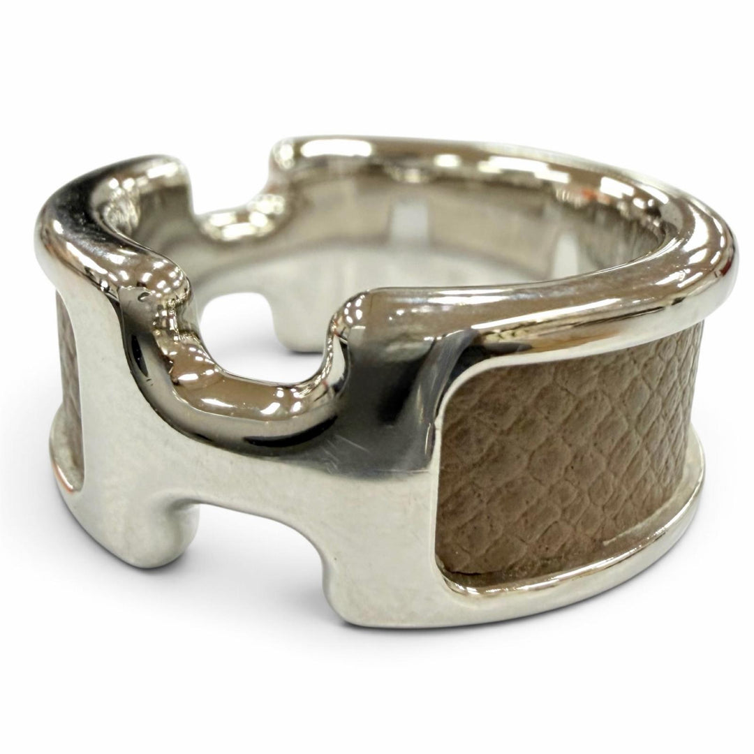 Pristine HERMES ring Olympe PM Ring Accessories Silver Vaugham Leather Women S