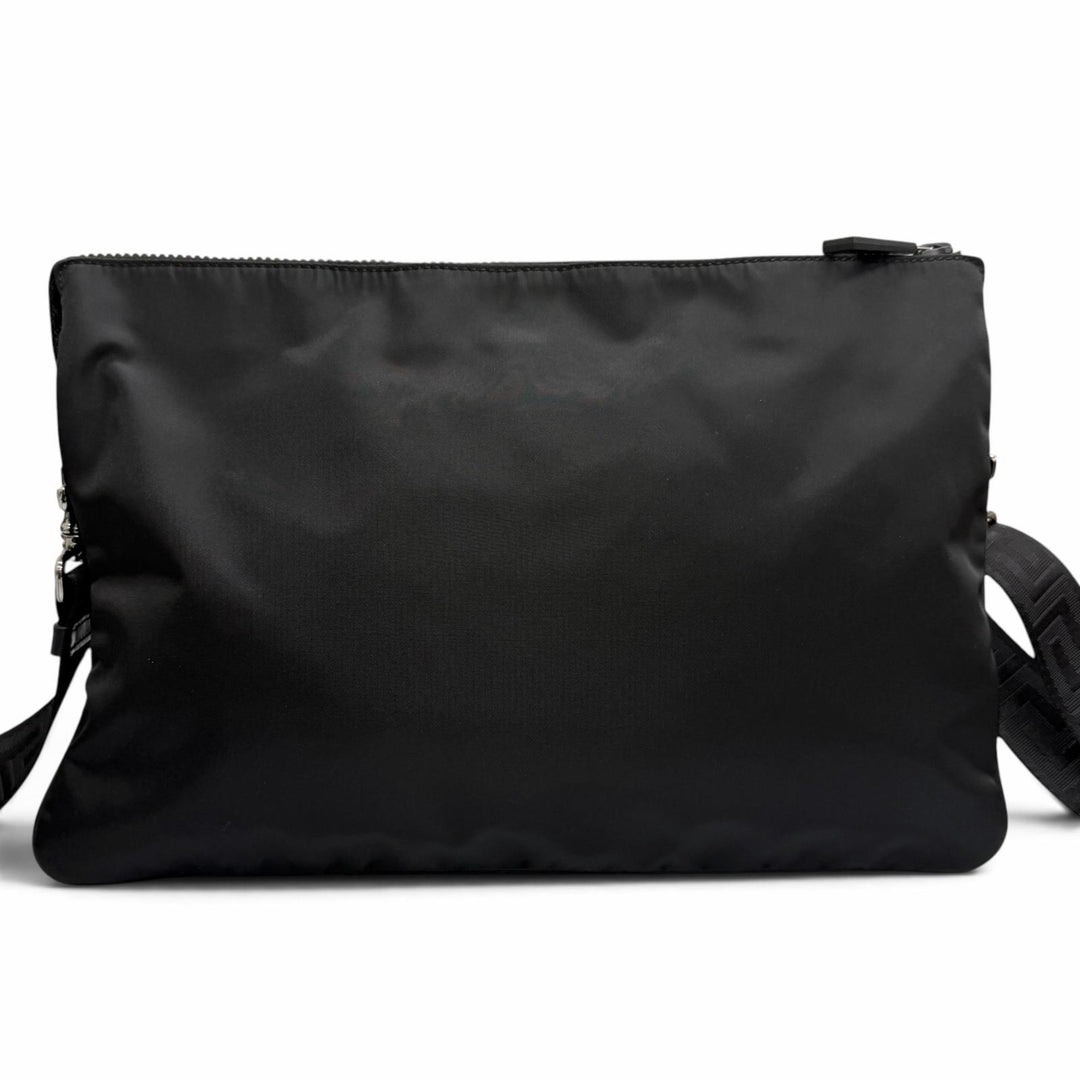 Excellent VERSACE Shoulder Bag 3D Medusa Greca 2WAY black
