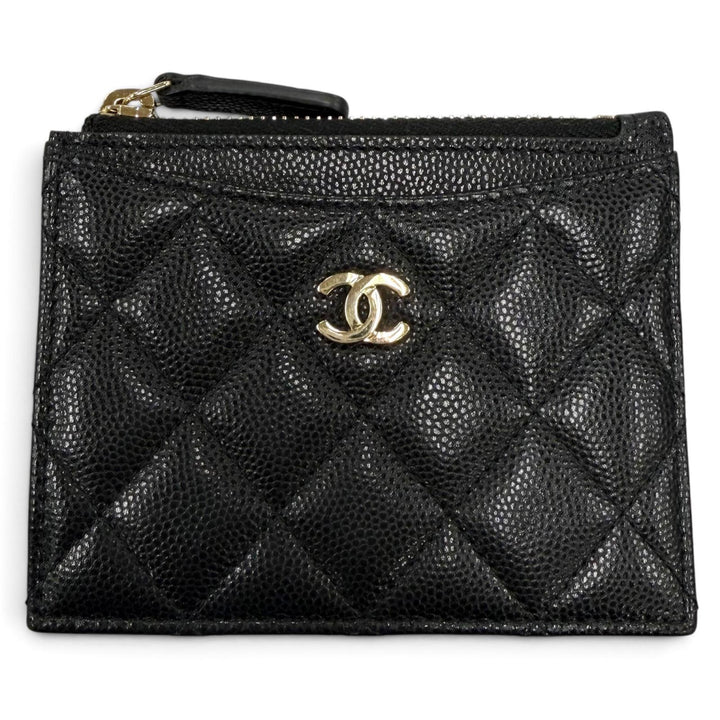 Excellent CHANEL Coin case COCO Mark Caviar Skin Card Case black Women