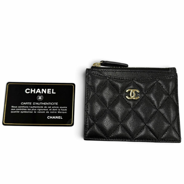 Excellent CHANEL Coin case COCO Mark Caviar Skin Card Case black Women