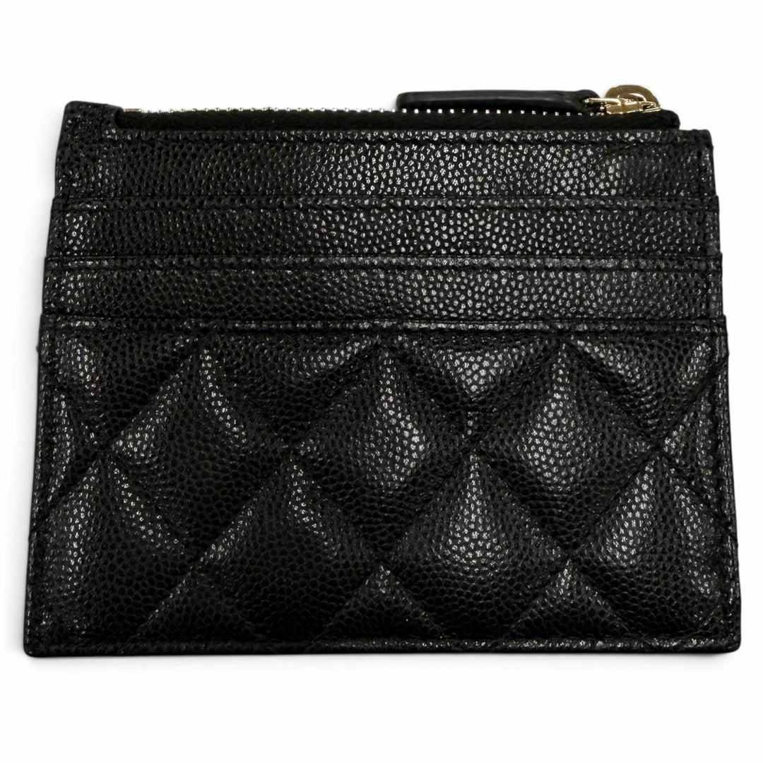 Excellent CHANEL Coin case COCO Mark Caviar Skin Card Case black Women