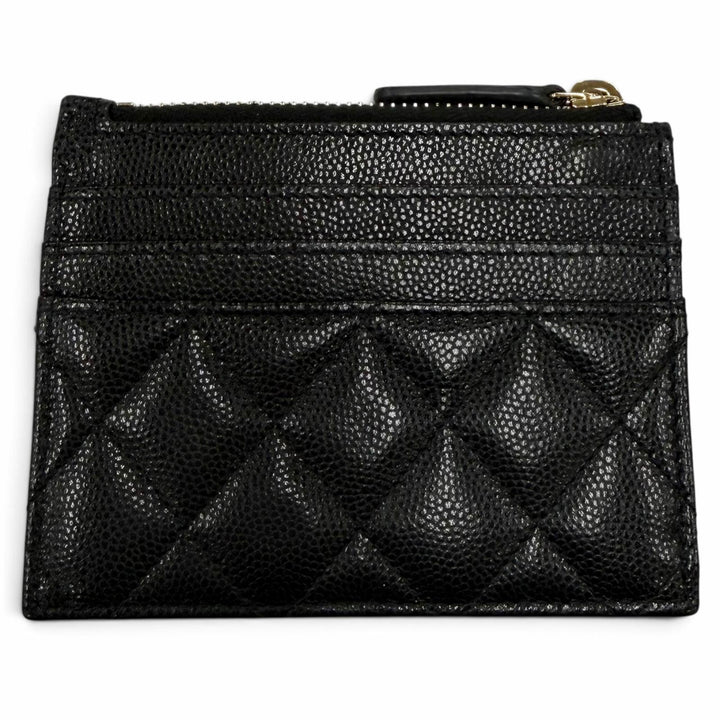 Excellent CHANEL Coin case COCO Mark Caviar Skin Card Case black Women