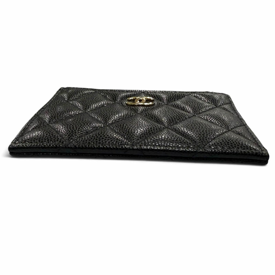 Excellent CHANEL Coin case COCO Mark Caviar Skin Card Case black Women