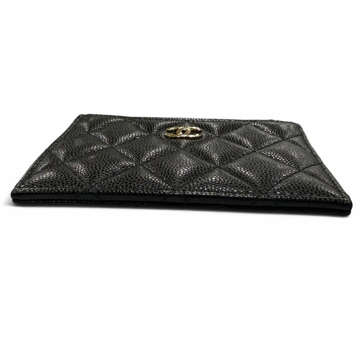 Excellent CHANEL Coin case COCO Mark Caviar Skin Card Case black Women