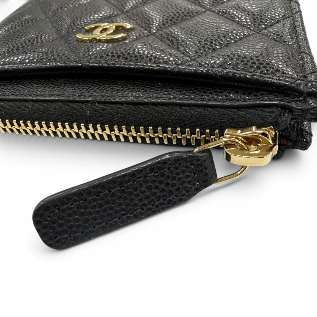 Excellent CHANEL Coin case COCO Mark Caviar Skin Card Case black Women
