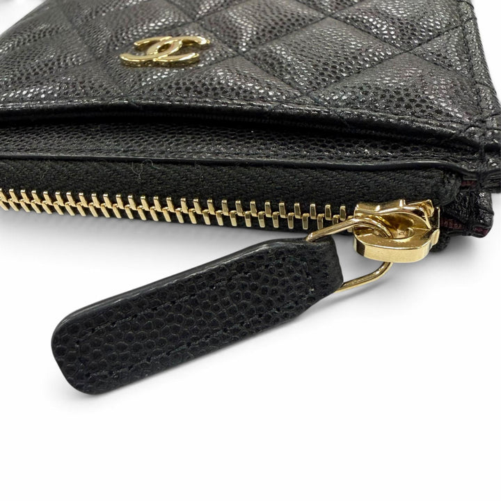Excellent CHANEL Coin case COCO Mark Caviar Skin Card Case black Women