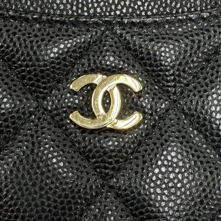 Excellent CHANEL Coin case COCO Mark Caviar Skin Card Case black Women