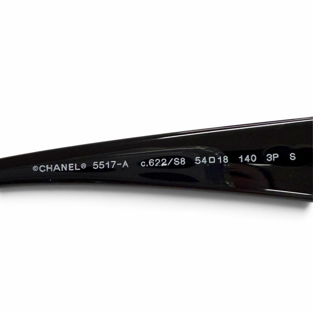 Excellent CHANEL COCO Mark Heart Motif Butterfly Sunglasses black 5517-A
