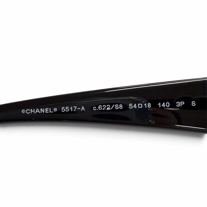 Excellent CHANEL COCO Mark Heart Motif Butterfly Sunglasses black 5517-A