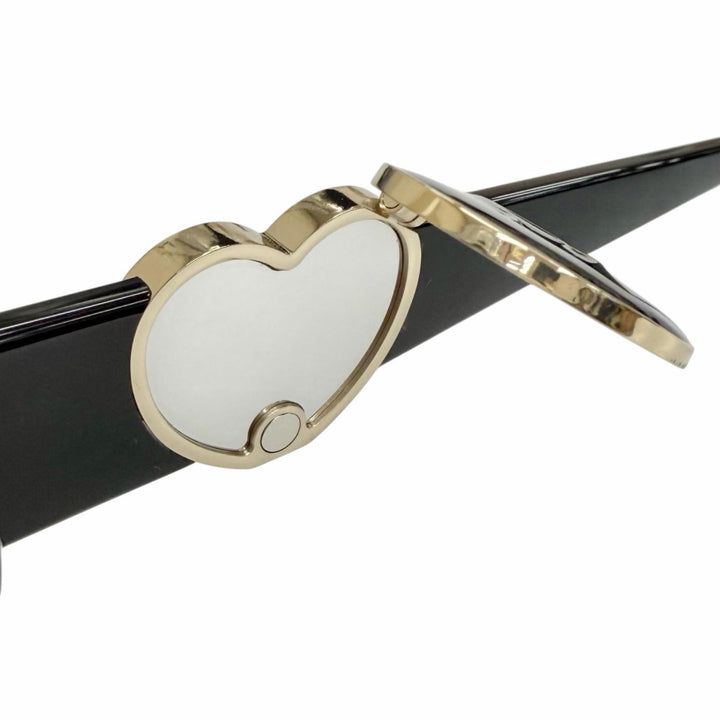 Excellent CHANEL COCO Mark Heart Motif Butterfly Sunglasses black 5517-A
