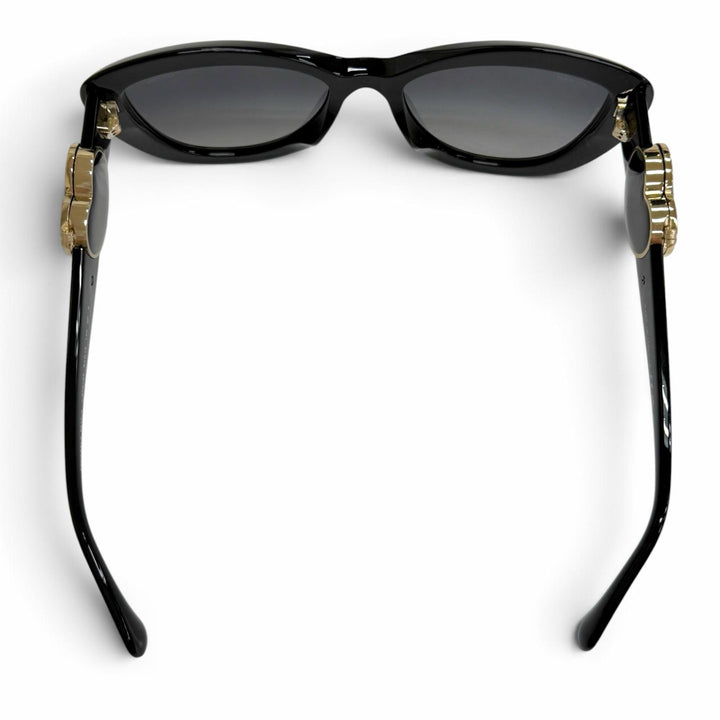Excellent CHANEL COCO Mark Heart Motif Butterfly Sunglasses black 5517-A