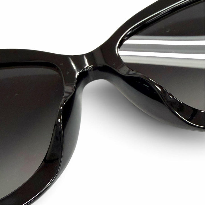 Excellent CHANEL COCO Mark Heart Motif Butterfly Sunglasses black 5517-A