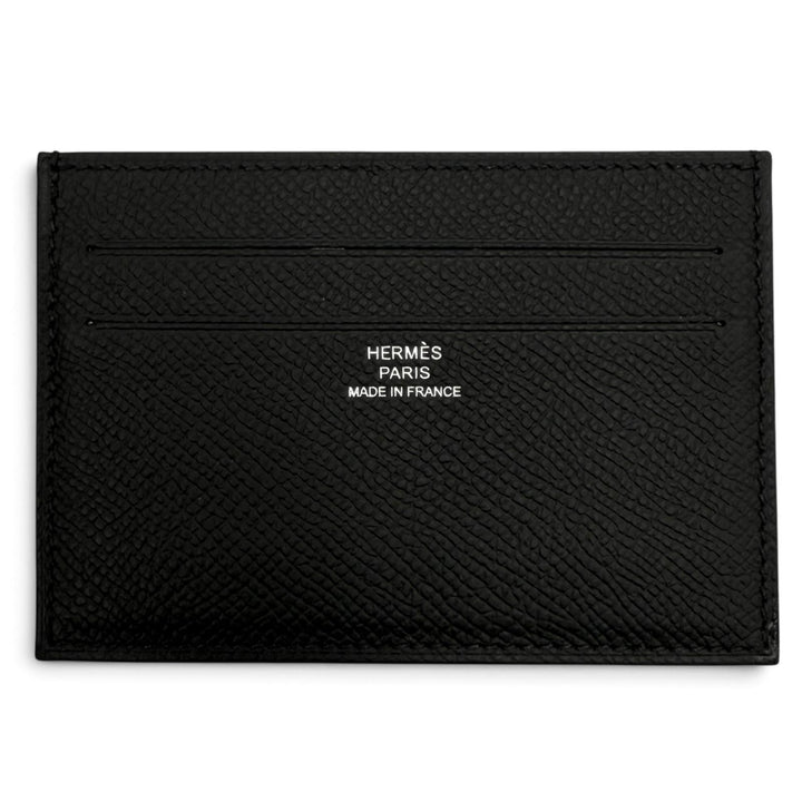 Excellent HERMES Card Case Citizen twill Silk-lined pass case black Epsom