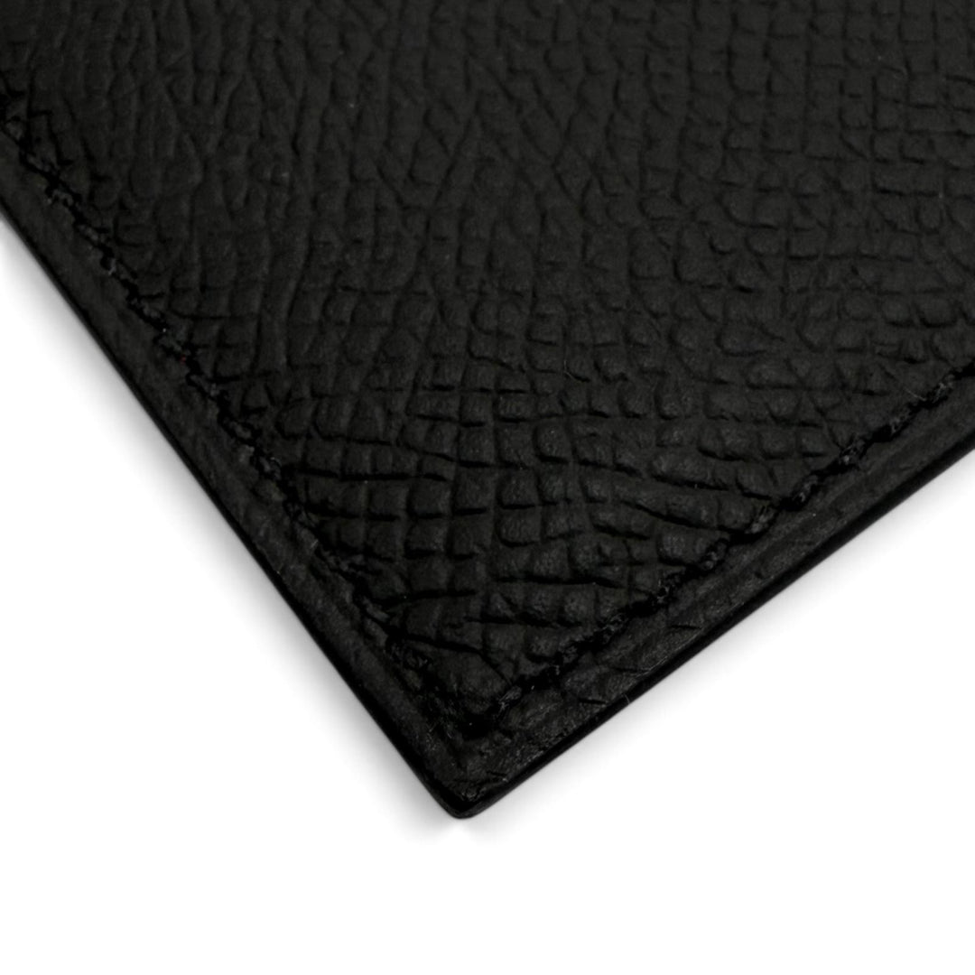 Excellent HERMES Card Case Citizen twill Silk-lined pass case black Epsom