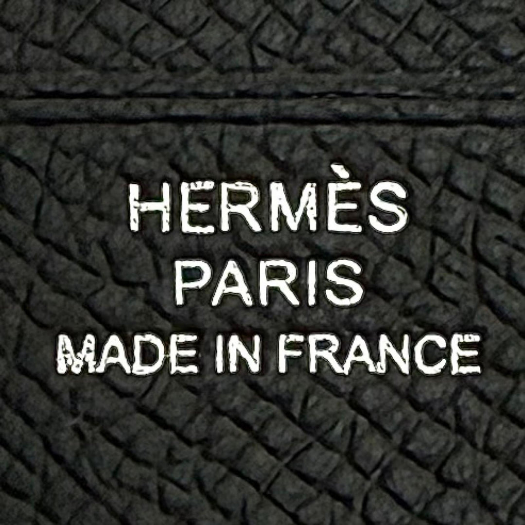 Excellent HERMES Card Case Citizen twill Silk-lined pass case black Epsom