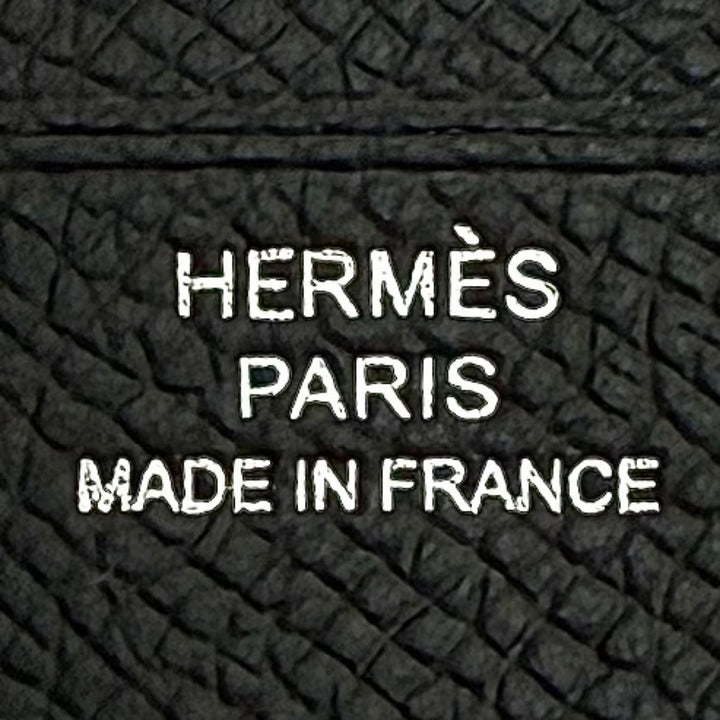 Excellent HERMES Card Case Citizen twill Silk-lined pass case black Epsom