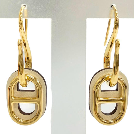 Pristine HERMES Pierce O Maillon Earring Chaine d'Ancre Pierce Swift Ivory Swift