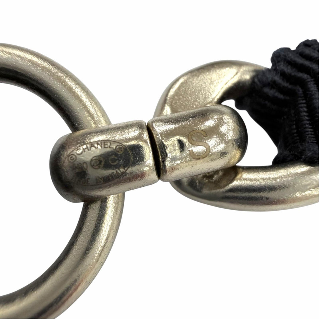 Excellent CHANEL belt COCO Mark Ribbon Chain black metal Women S 20C