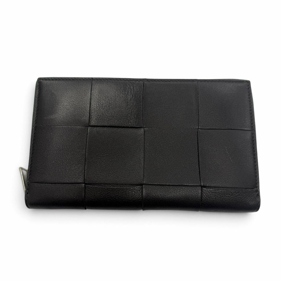 Excellent BOTTEGAVENETA Purse Maxi INTRECCIATO Zip Around Long Wallet leather