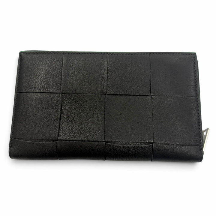 Excellent BOTTEGAVENETA Purse Maxi INTRECCIATO Zip Around Long Wallet leather