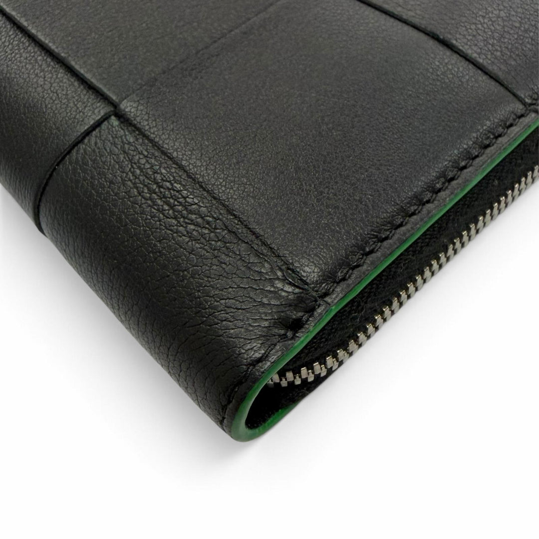 Excellent BOTTEGAVENETA Purse Maxi INTRECCIATO Zip Around Long Wallet leather