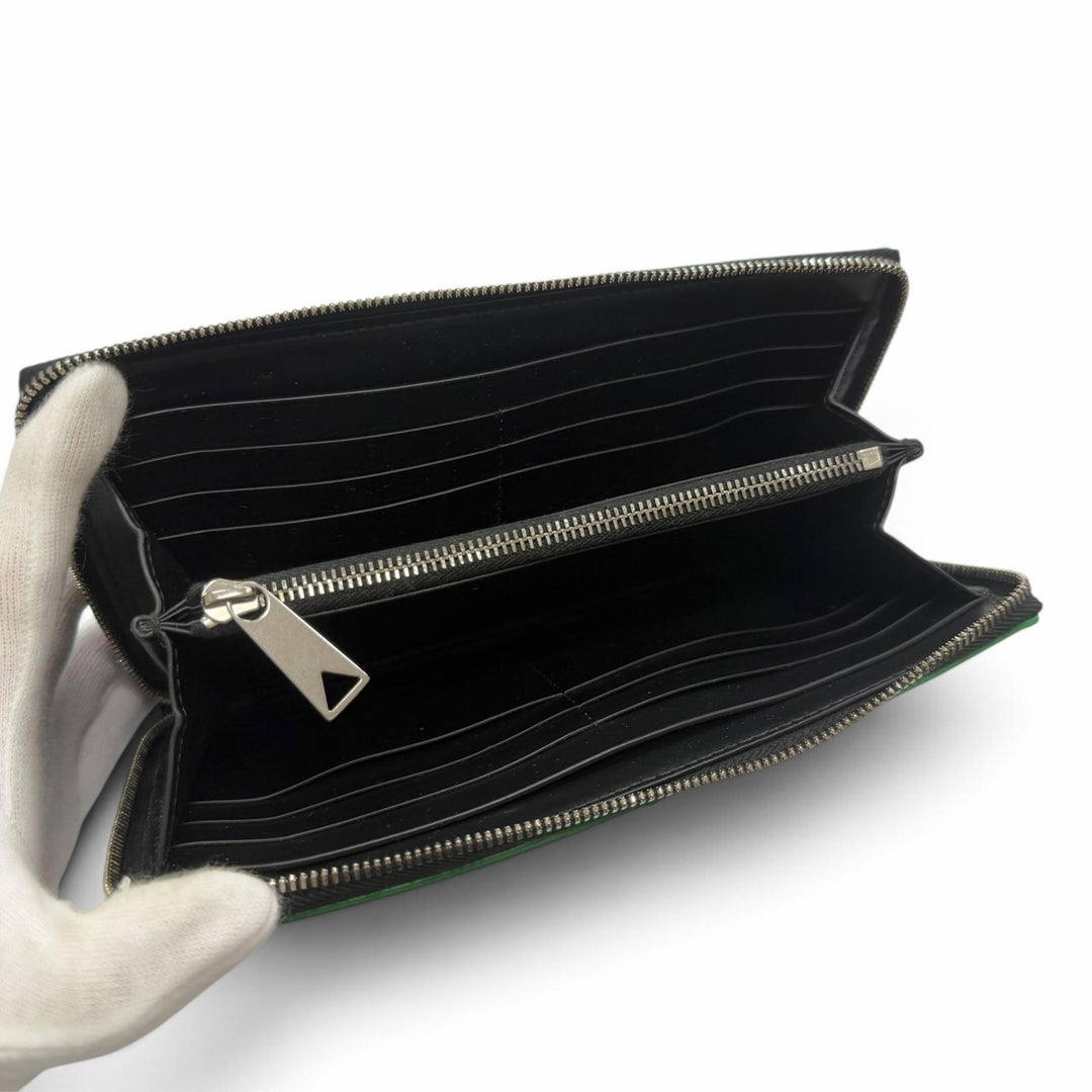 Excellent BOTTEGAVENETA Purse Maxi INTRECCIATO Zip Around Long Wallet leather