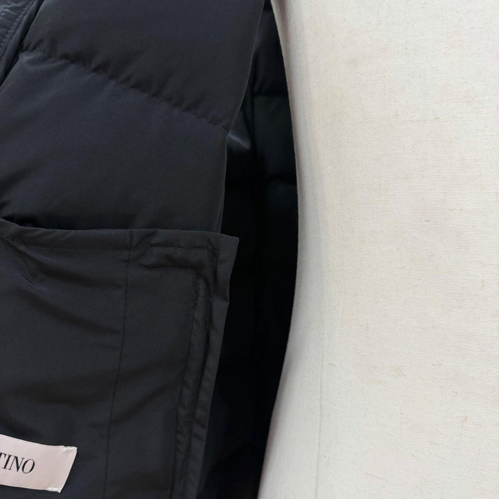 Great Valentino Down vest VLTN Logo Hooded Double Zip-Up Jacket black 50