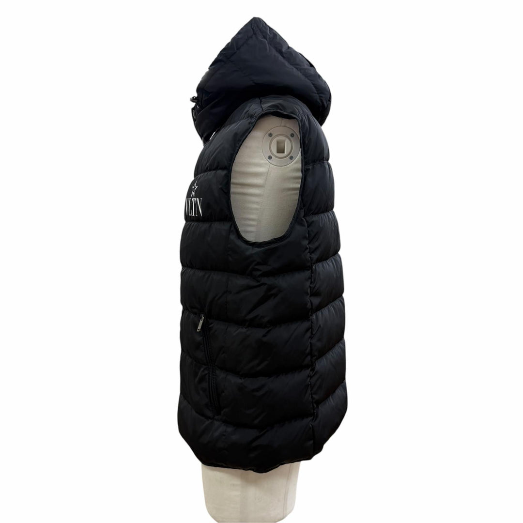 Great Valentino Down vest VLTN Logo Hooded Double Zip-Up Jacket black 50