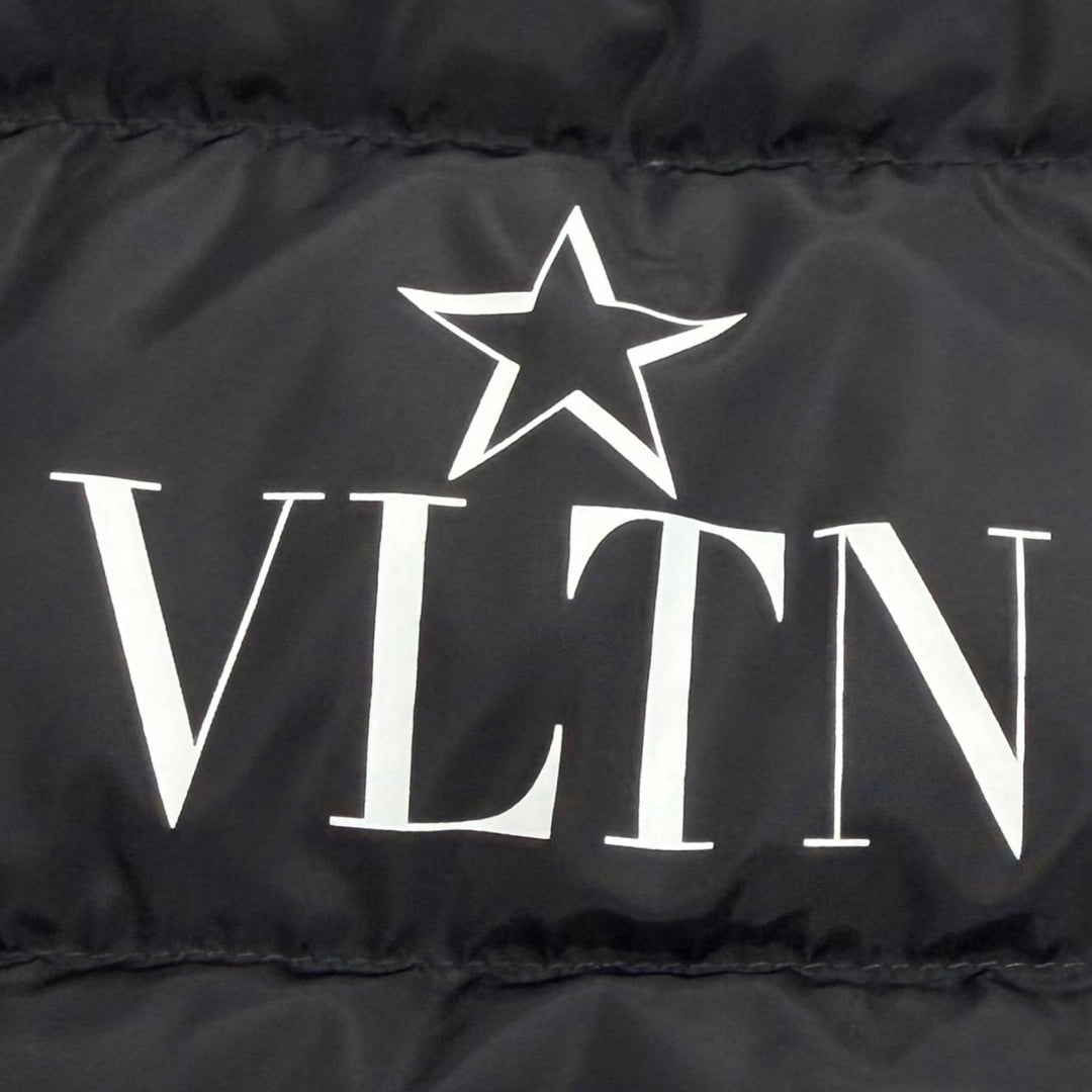 Great Valentino Down vest VLTN Logo Hooded Double Zip-Up Jacket black 50