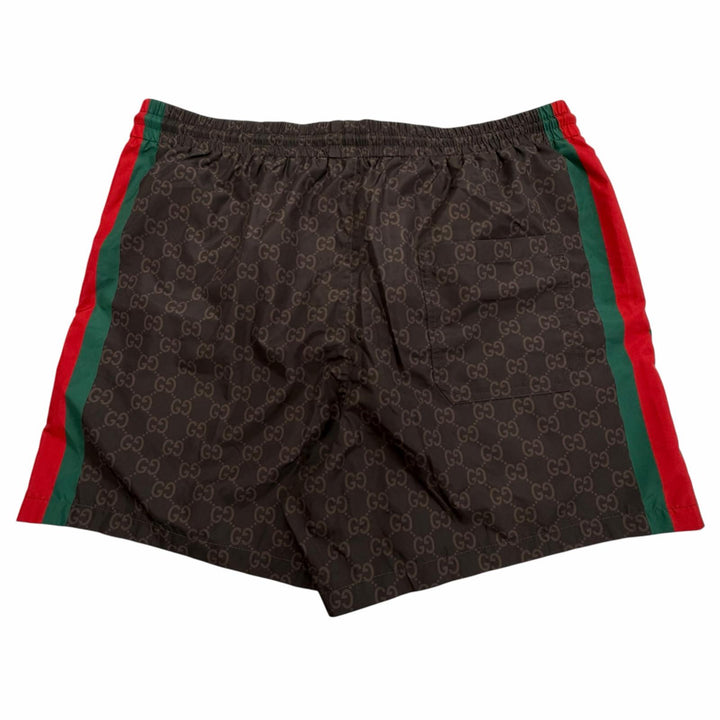 Pristine GUCCI Shorts GG Supreme Swim shorts Dark brown mens IT 50 796679