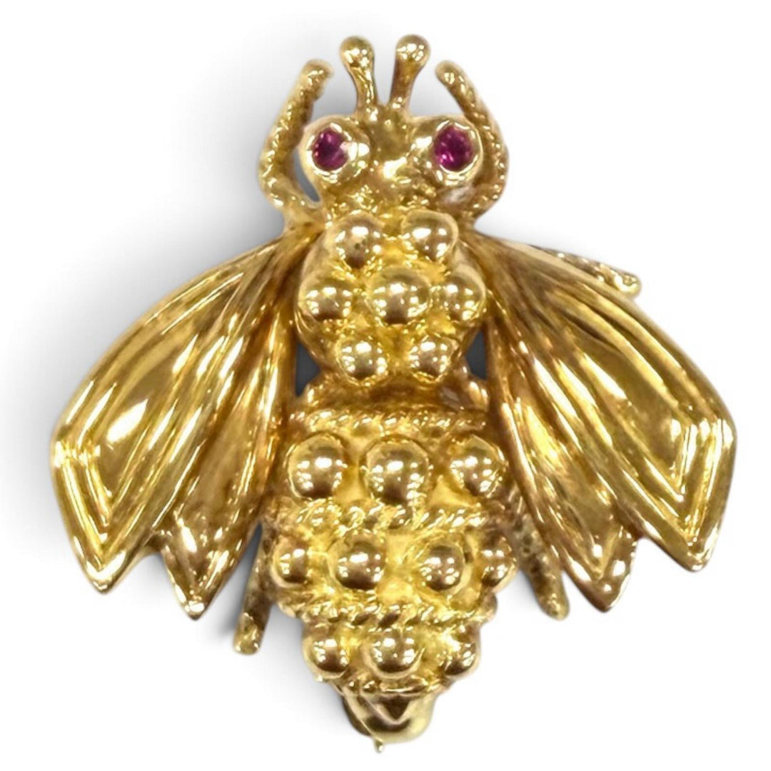 Great TIFFANY&Co. Brooch BEE (Bee) Ruby Yellow Gold 750(YG) Women