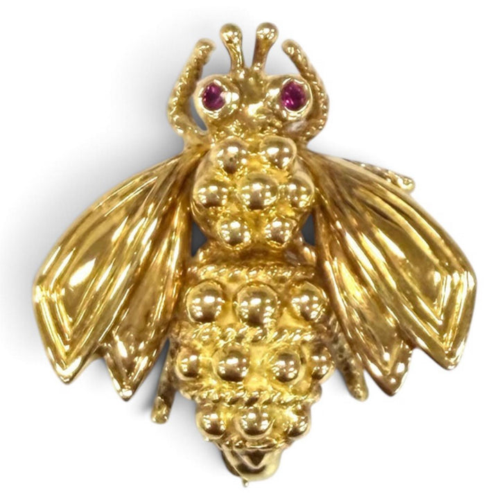 Great TIFFANY&Co. Brooch BEE (Bee) Ruby Yellow Gold 750(YG) Women