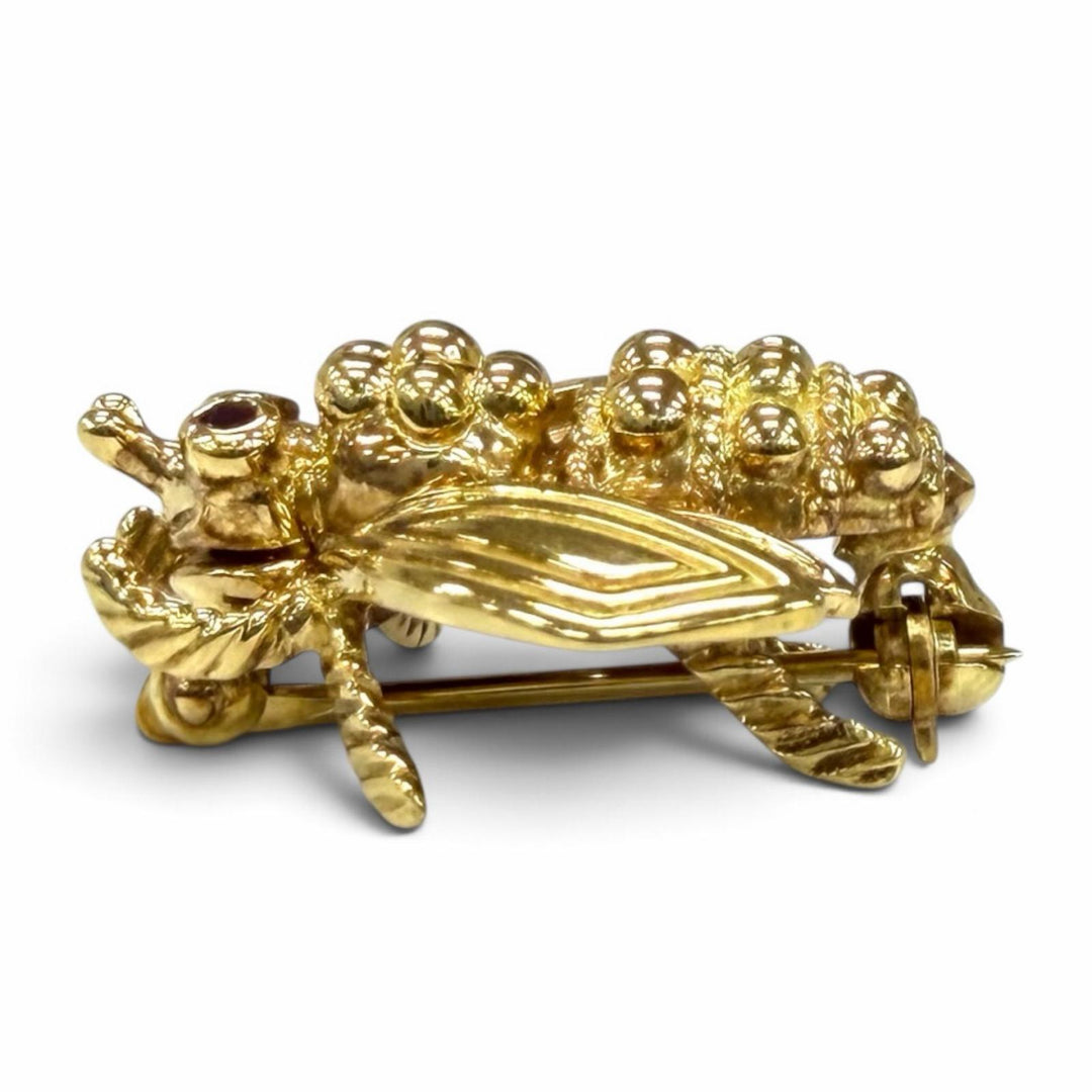 Great TIFFANY&Co. Brooch BEE (Bee) Ruby Yellow Gold 750(YG) Women