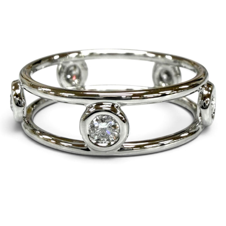 Excellent TIFFANY&Co. Ring ring Double wire 5P diamond Silver PT950 Women