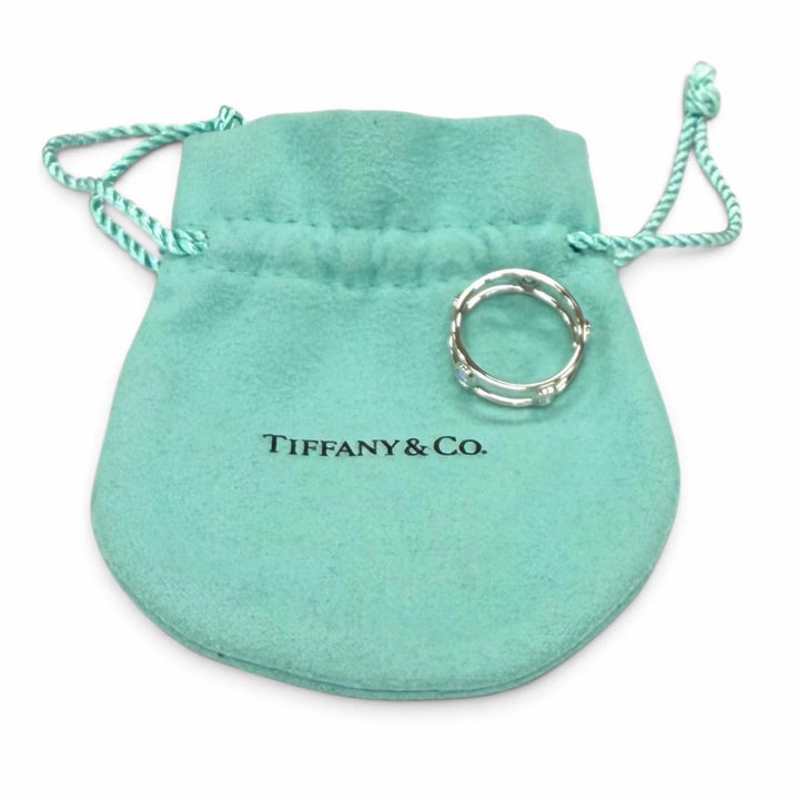 Excellent TIFFANY&Co. Ring ring Double wire 5P diamond Silver PT950 Women