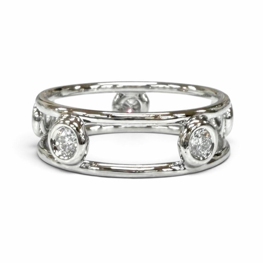 Excellent TIFFANY&Co. Ring ring Double wire 5P diamond Silver PT950 Women