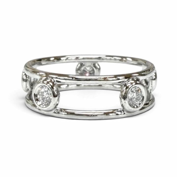 Excellent TIFFANY&Co. Ring ring Double wire 5P diamond Silver PT950 Women