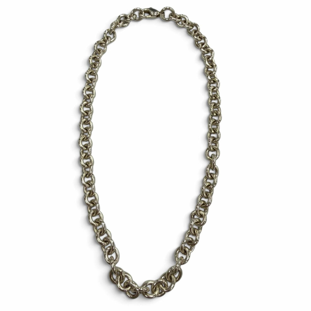 Great TIFFANY&Co. Necklace Round Link Circle Donut Chain Choker Silver 925 mens