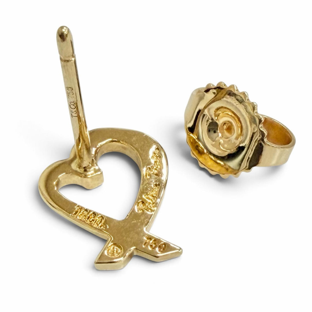 Excellent TIFFANY&Co. Pierce Rubbing Heart Pierce 750(YG) K18 Yellow Gold Women
