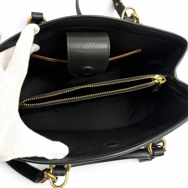Excellent COACH Tote Bag Legacy Carryall 2-Way Leather Bag with Charm CU024