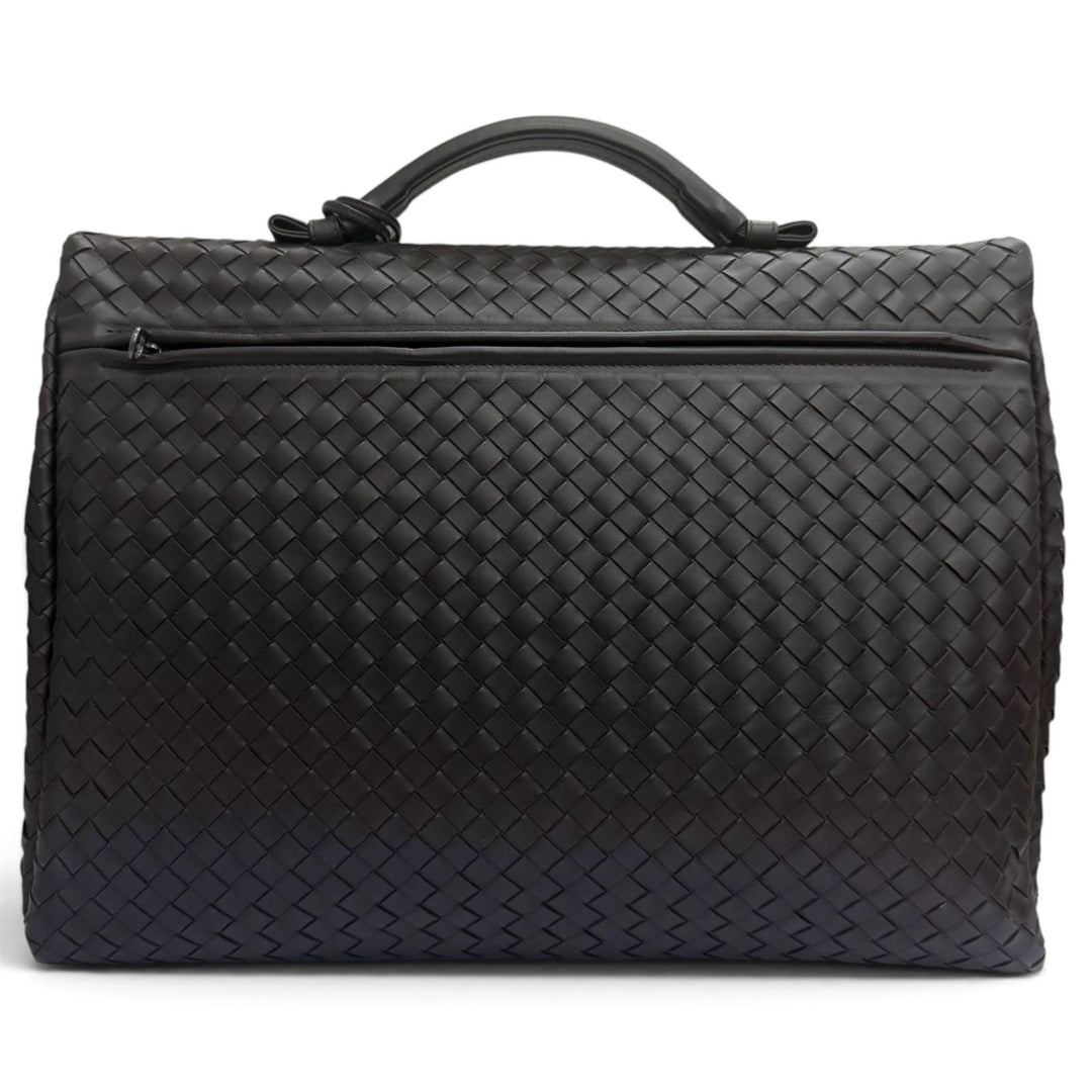 Excellent BOTTEGAVENETA Briefcase INTRECCIATO Dark brown leather mens 113095