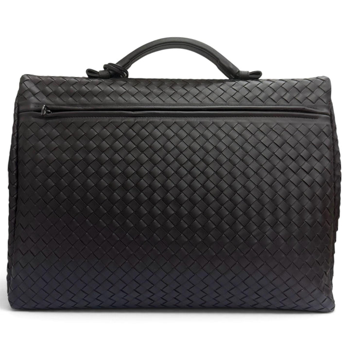 Excellent BOTTEGAVENETA Briefcase INTRECCIATO Dark brown leather mens 113095