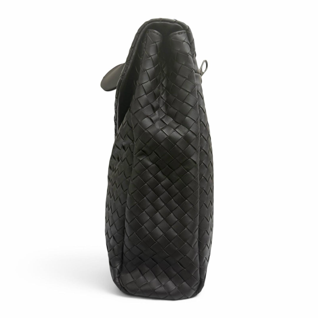 Excellent BOTTEGAVENETA Briefcase INTRECCIATO Dark brown leather mens 113095