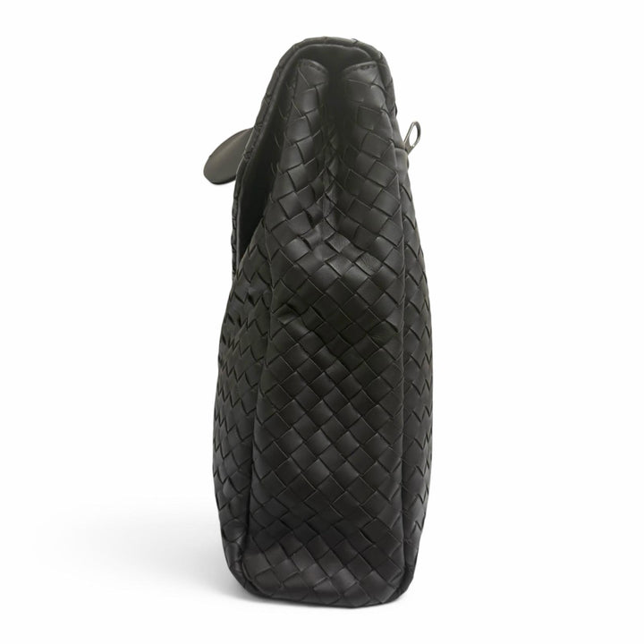 Excellent BOTTEGAVENETA Briefcase INTRECCIATO Dark brown leather mens 113095