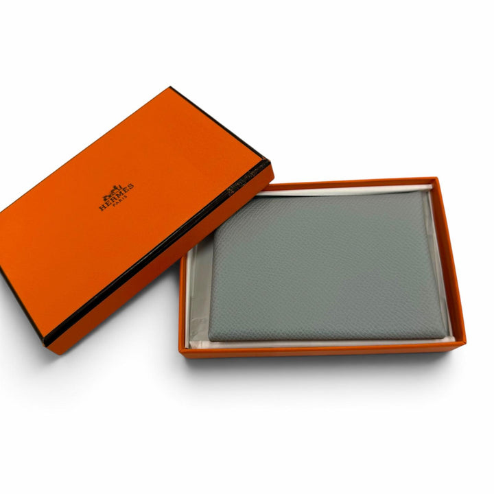 Pristine HERMES Bifold Wallet Calvi duo Serie Metal Epsom Leather Women