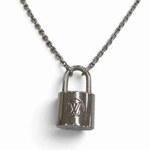 Great LOUIS VUITTON Necklace Silver Pendant Lockit Silver AG925 mens Q93559
