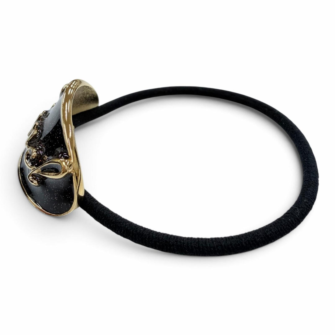 Excellent CHANEL hair accessory Oval Hair Tie with Logo gold metal Women C24C
